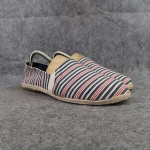 Report Shoes Womens 8.5 Loafer Flats Slip On Espadrille Striped Comfort Casual
